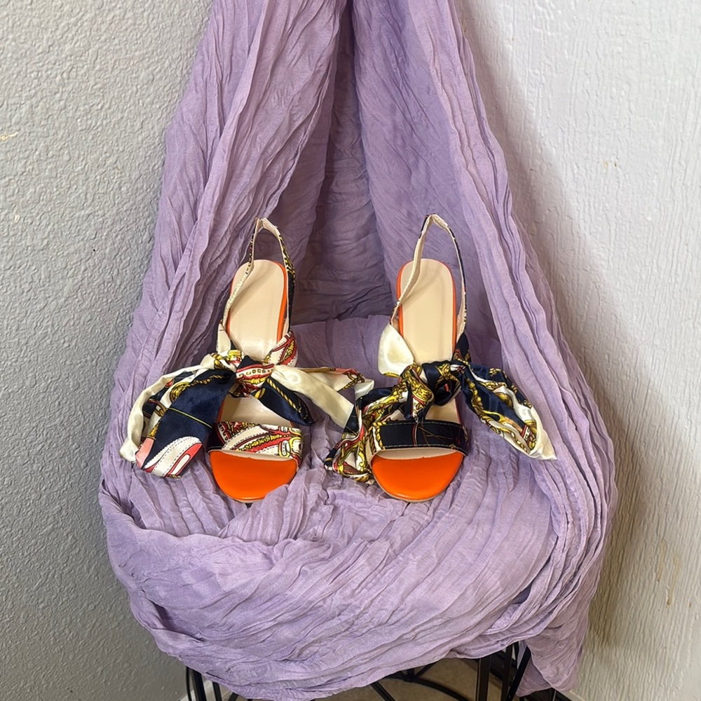 Orange and Multicolor Women's Sandals